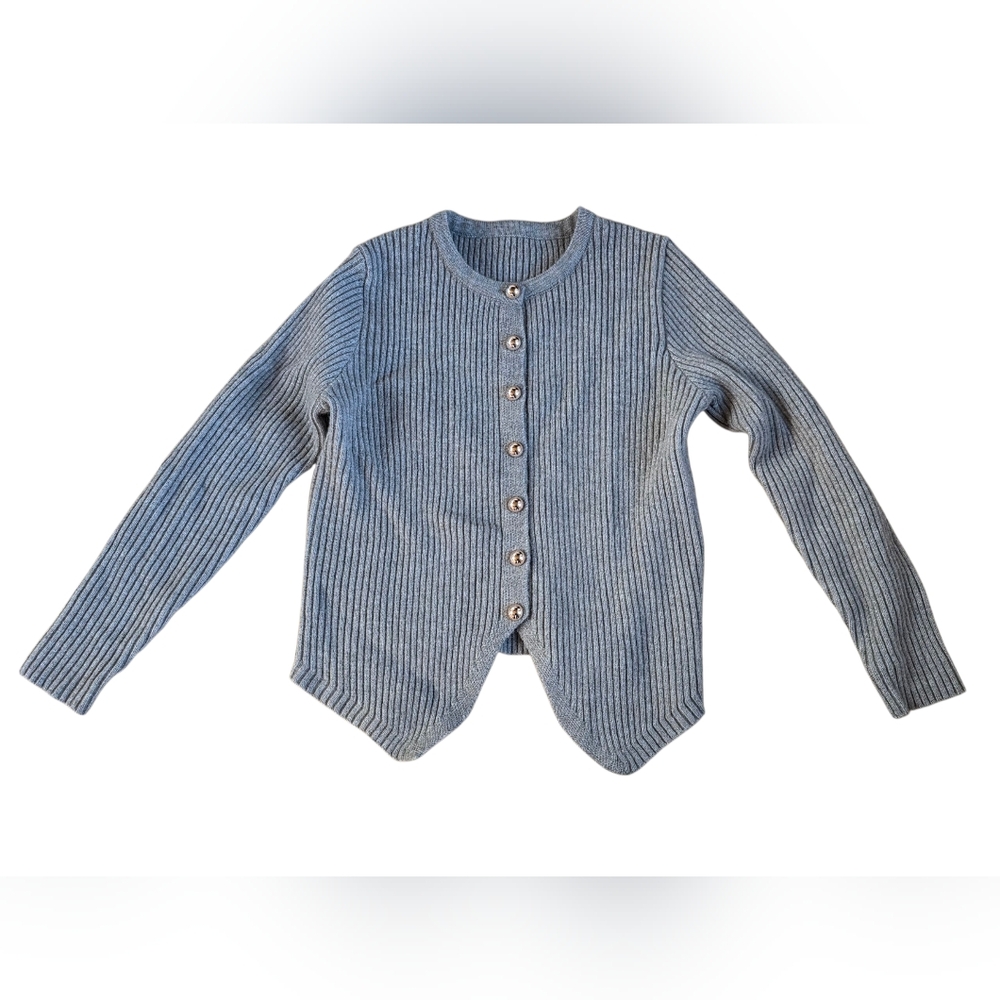 Commense Cream Ribbed Cardigan With Gold Colored Buttons Size M
